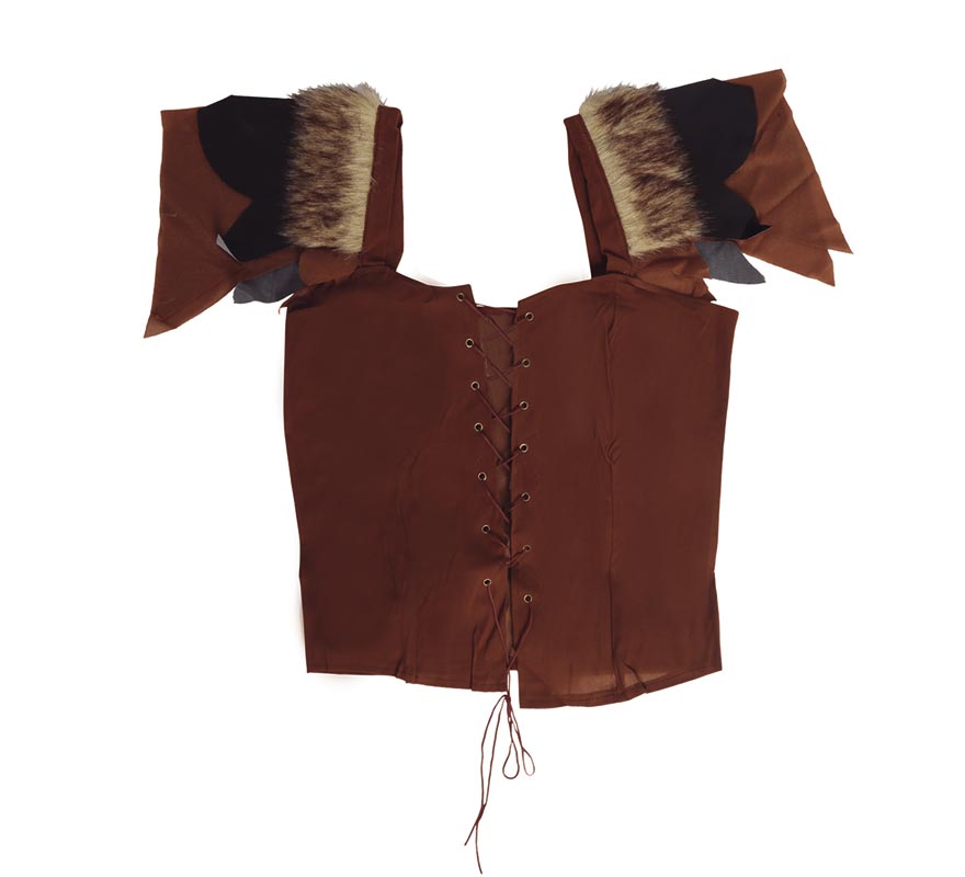 Translation missing: de.Chaleco Medieval de Cuero con pelo para Mujer