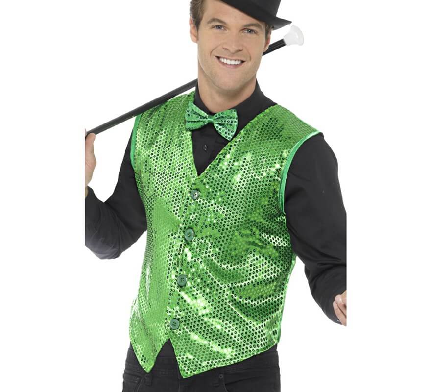 Translation missing: de.Chaleco Verde con Lentejuelas para hombre