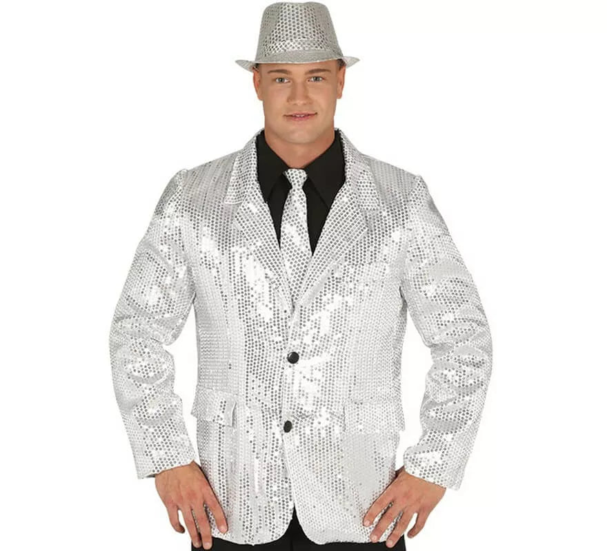 Translation missing: de.Chaqueta de Lentejuelas Plateada para hombre