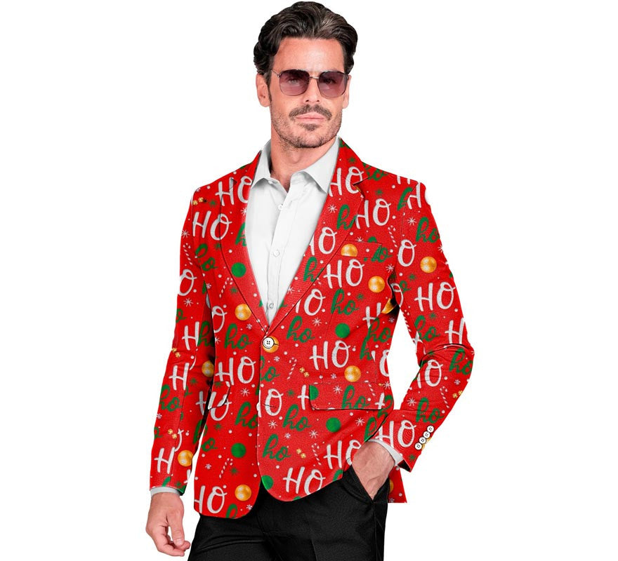 Translation missing: de.Chaqueta Feliz Navidad ho ho rojo para hombre