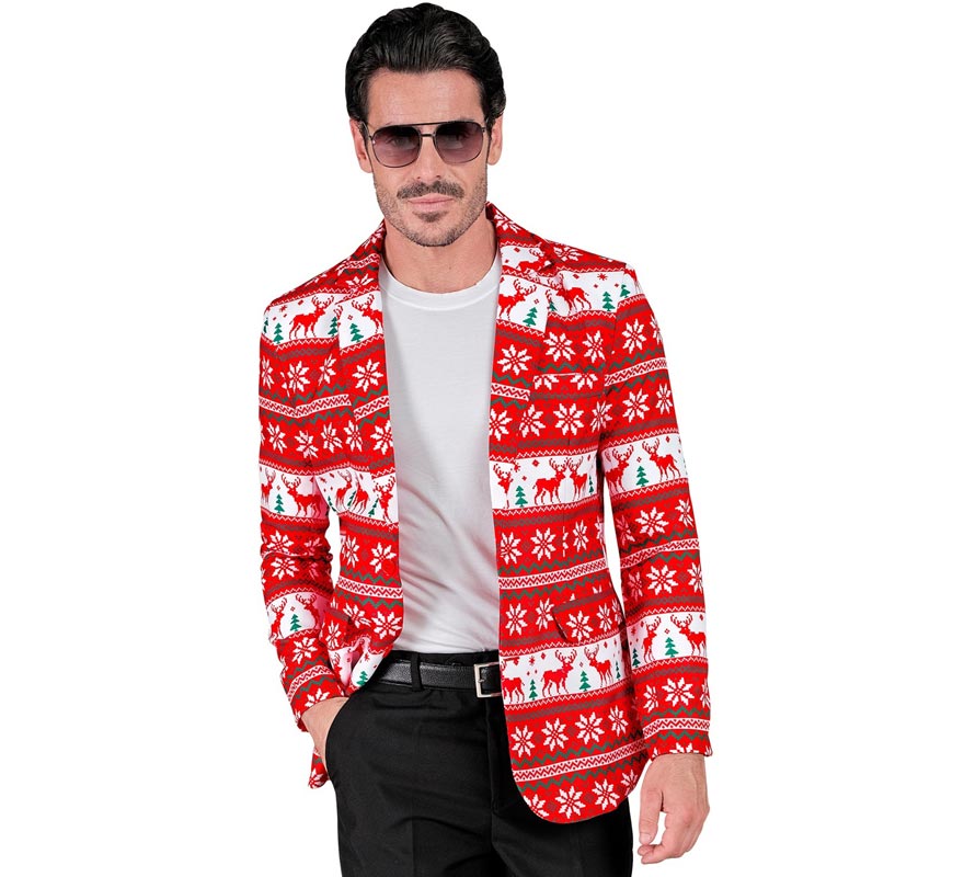 Translation missing: de.Chaqueta Feliz Navidad rojo y blanco para hombre