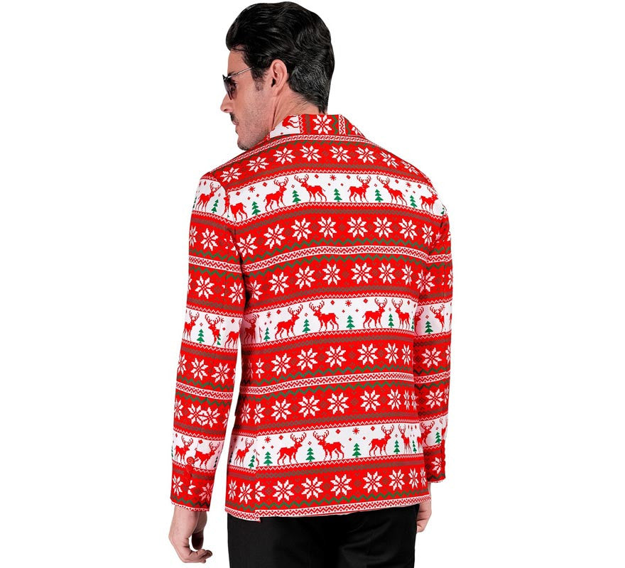 Translation missing: de.Chaqueta Feliz Navidad rojo y blanco para hombre