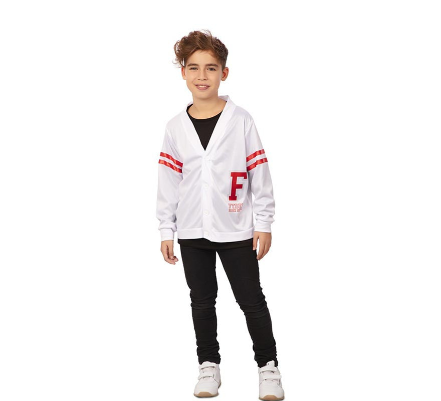 Chaqueta Universitaria de los años 50 blanca para niño