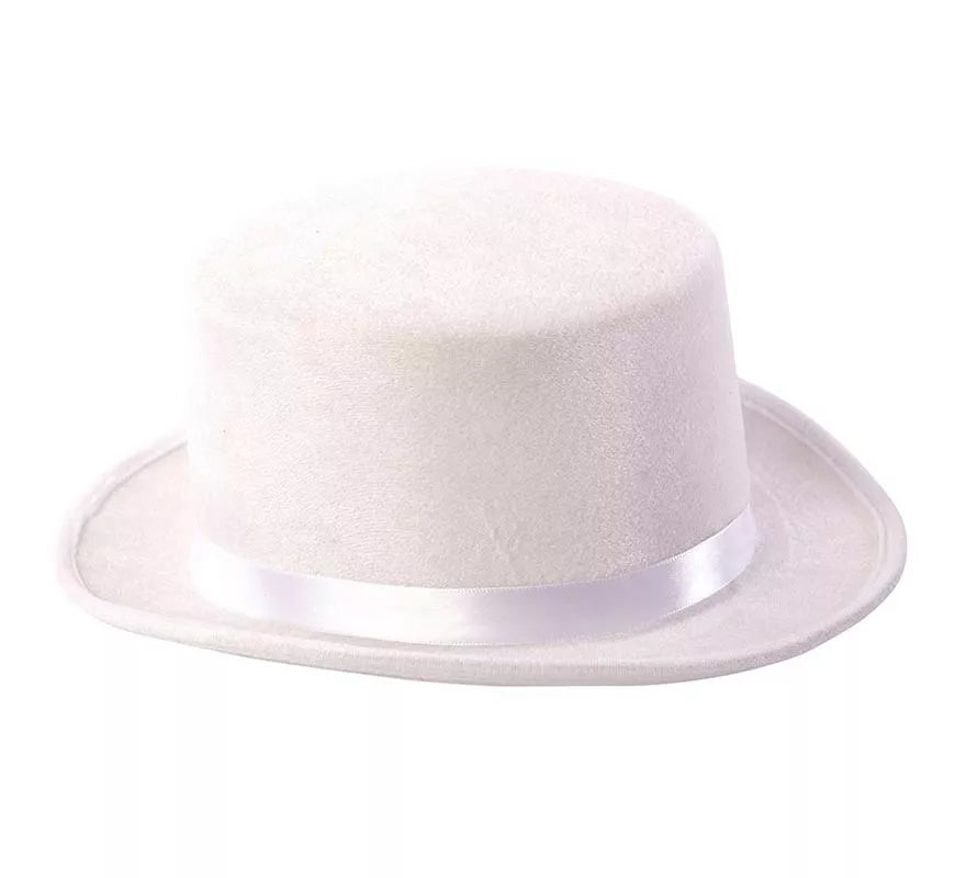 Chistera elegante blanca adulto de 31x26x12 cm