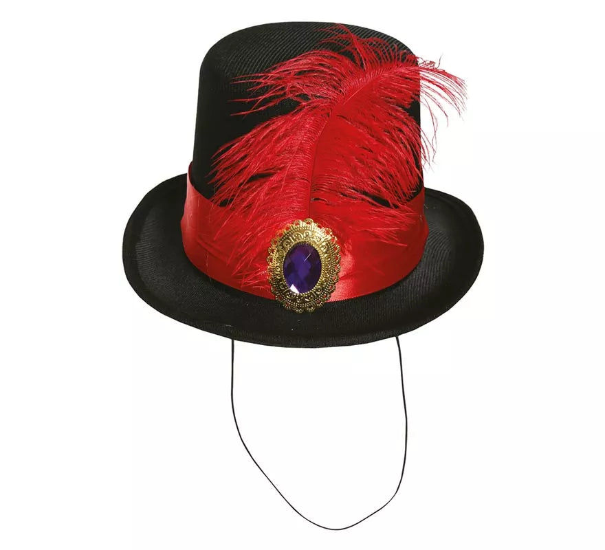 Chistera Mini con Pluma Roja