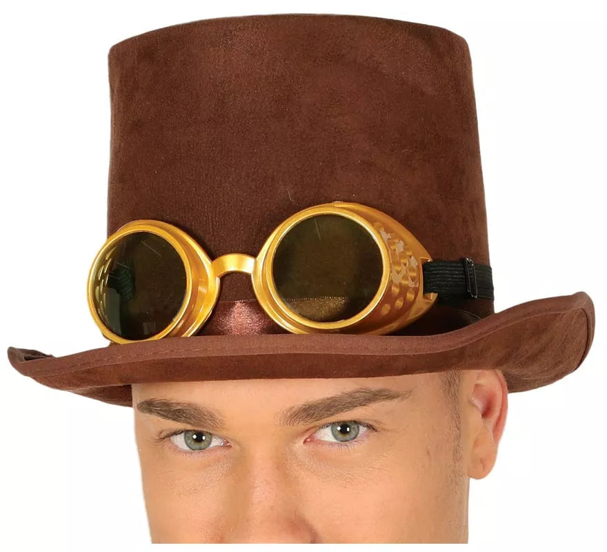 Translation missing: de.Chistera Steampunk Marrón con Gafas