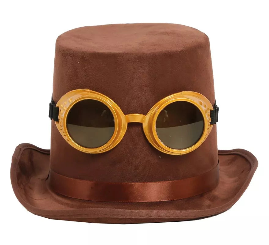 Translation missing: de.Chistera Steampunk Marrón con Gafas