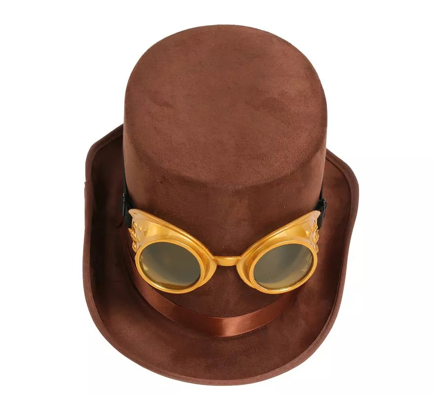 Translation missing: de.Chistera Steampunk Marrón con Gafas
