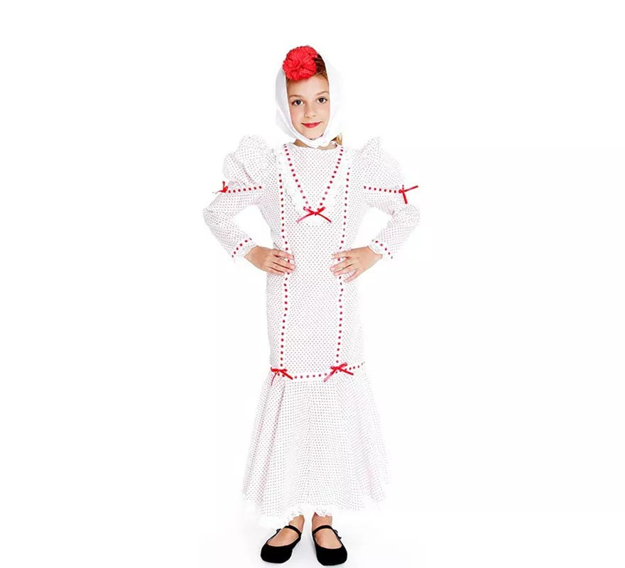 Translation missing: de.Chulapa blanco lunares rojos pequeños para niña
