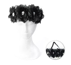 Stirnband mit Rosen und Totenkopf
