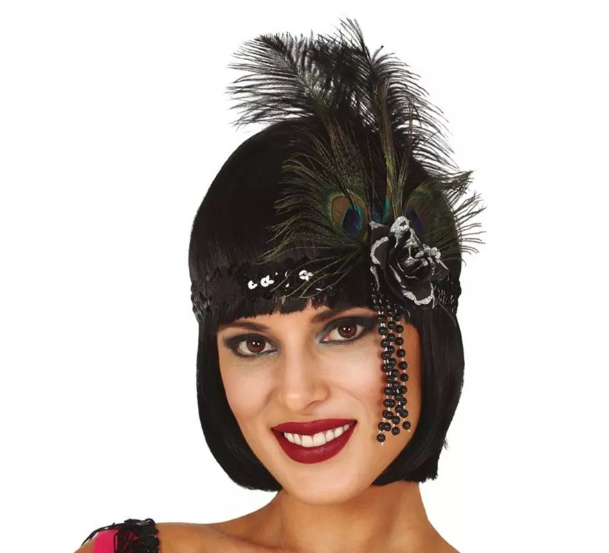 Translation missing: de.Cinta de Lentejuelas Negra con Plumas