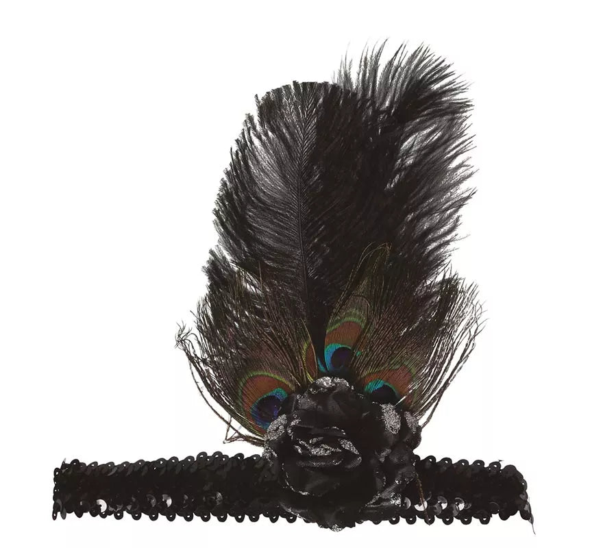 Translation missing: de.Cinta de Lentejuelas Negra con Plumas