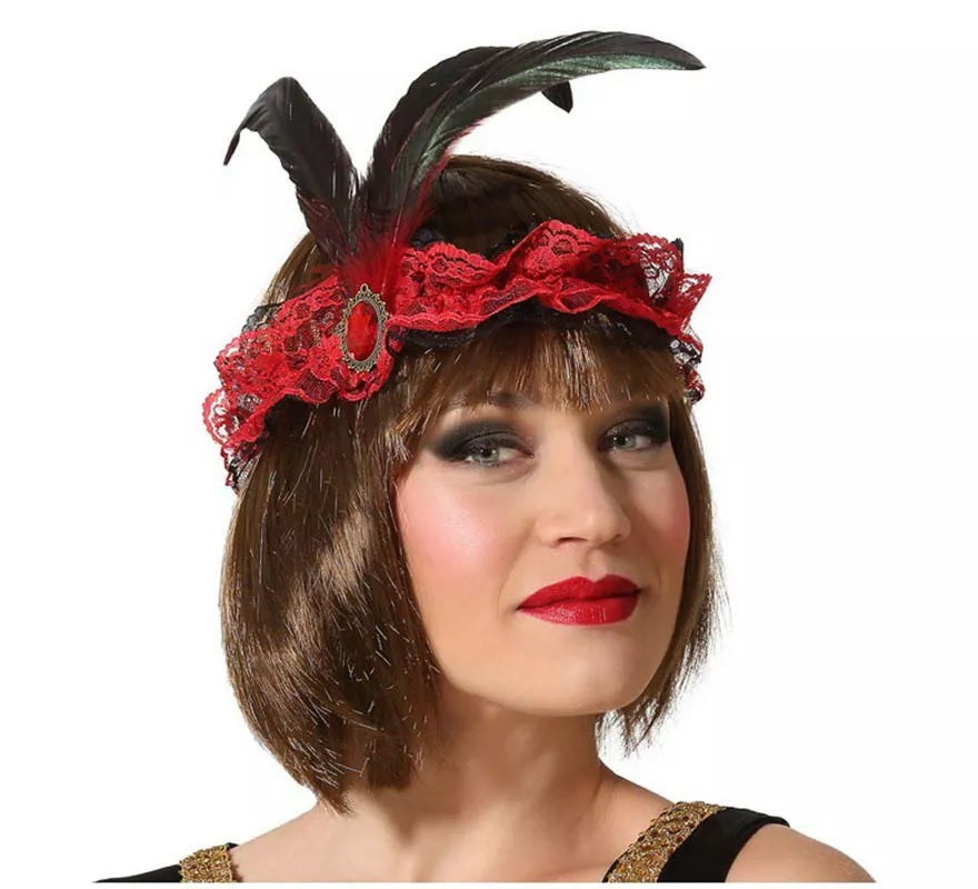 Translation missing: de.Cinta para el pelo Roja con Plumas Cabaret