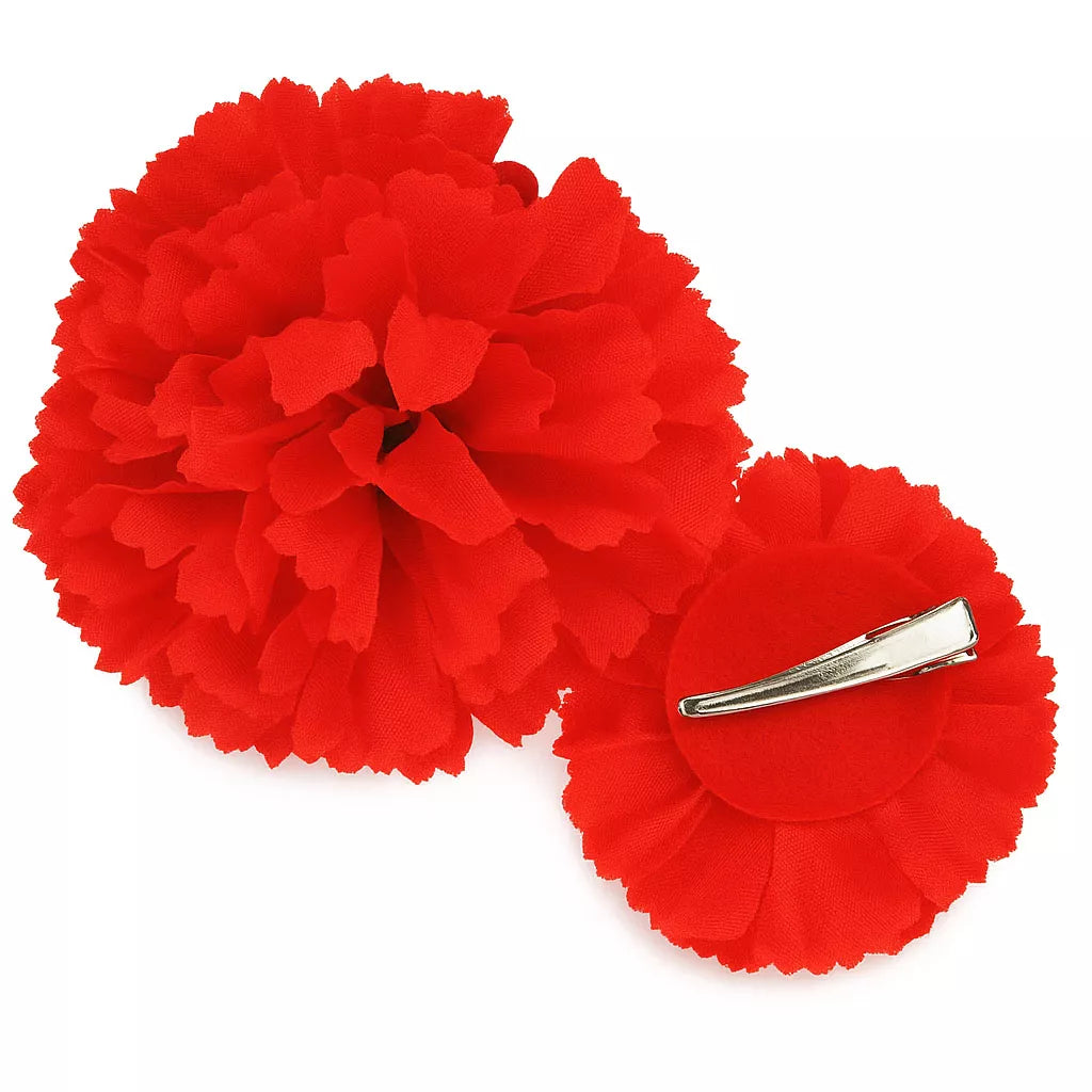 Clavel Rojo Sevillana o Chulapa de 8 cm con Pinza