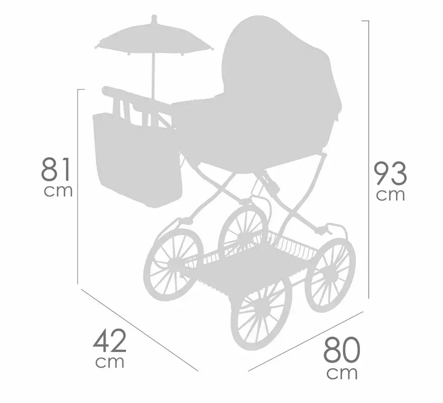 Translation missing: de.Coche de Muñecas de hasta 48 cm Plegable con Sombrilla y Bolso