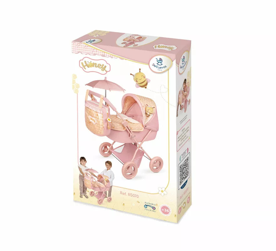 Coche de Muñecas de hasta 48 cm Plegable con Sombrilla y Bolso