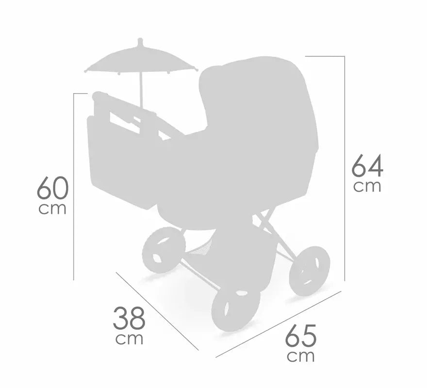Translation missing: de.Coche de Muñecas de hasta 48 cm Plegable con Sombrilla y Bolso