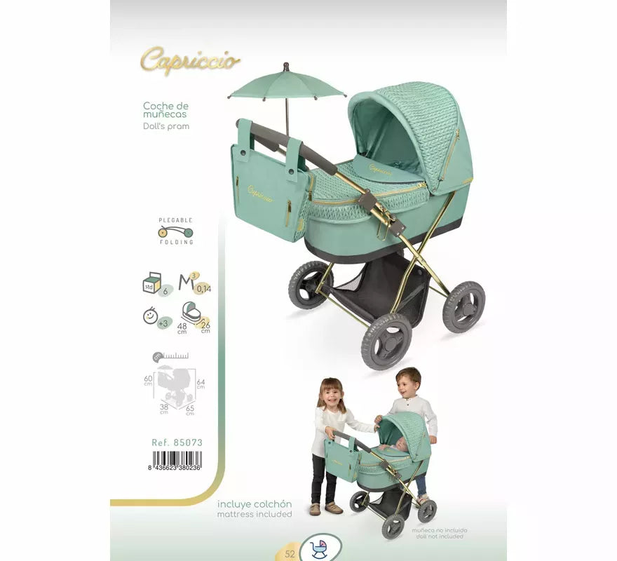 Translation missing: de.Coche de Muñecas de hasta 48 cm Plegable con Sombrilla y Bolso