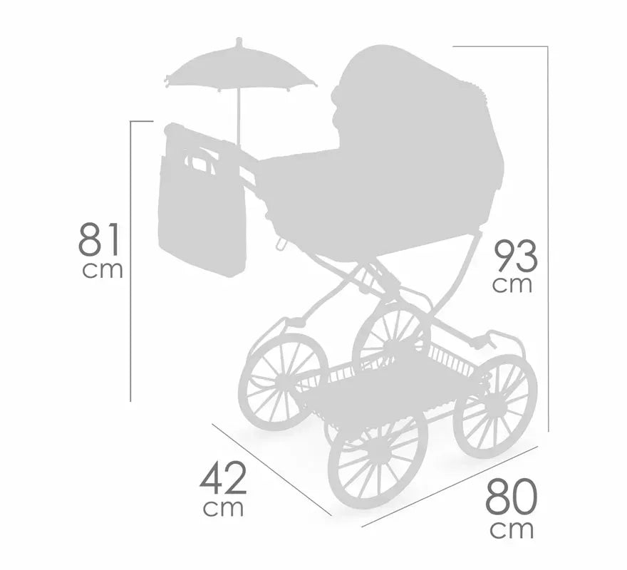 Coche de Muñecas de hasta 48 cm Plegable con Sombrilla y Bolso