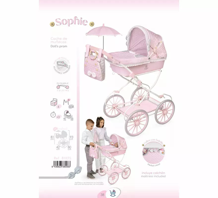 Translation missing: de.Coche de Muñecas de hasta 48 cm Plegable con Sombrilla y Bolso