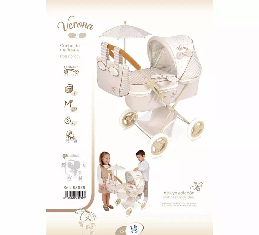 Translation missing: de.Coche de Muñecas de hasta 48 cm Plegable con Sombrilla y Bolso