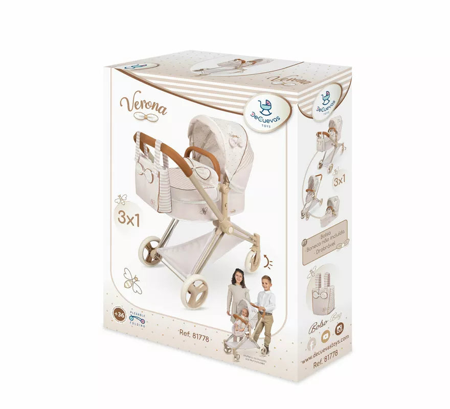Coche de Muñecas de hasta 50 cm 3 en 1 Plegable