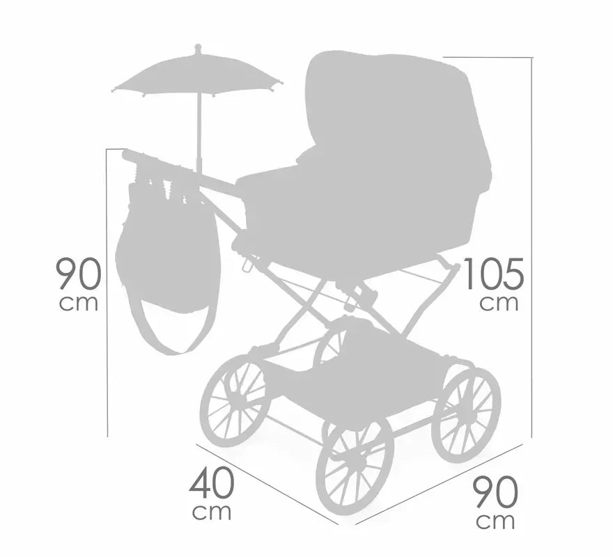 Translation missing: de.Coche de Reborn de hasta 55 cm Plegable con Sombrilla y Bolso