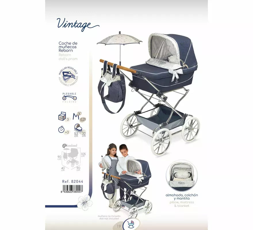 Translation missing: de.Coche de Reborn de hasta 55 cm Plegable con Sombrilla y Bolso