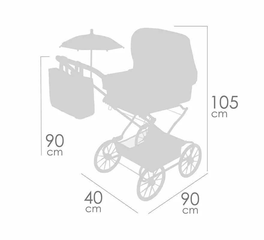 Translation missing: de.Coche de Reborn de hasta 55 cm Plegable con Sombrilla y Bolso