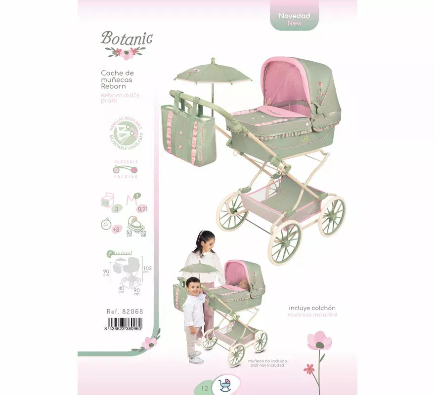 Translation missing: de.Coche de Reborn de hasta 55 cm Plegable con Sombrilla y Bolso