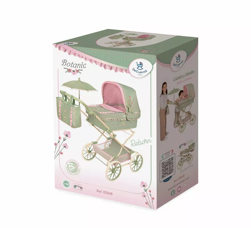 Coche de Reborn de hasta 55 cm Plegable con Sombrilla y Bolso