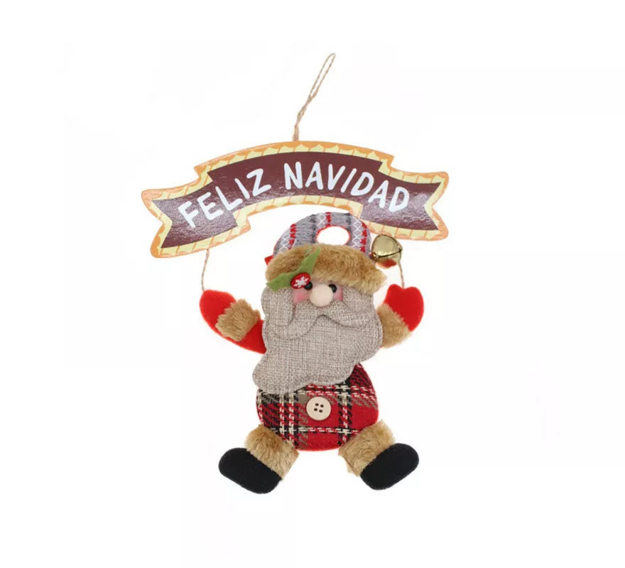 Translation missing: de.Colgante Árbol de Navidad de Papá Noel con cartel de 19x16 cm
