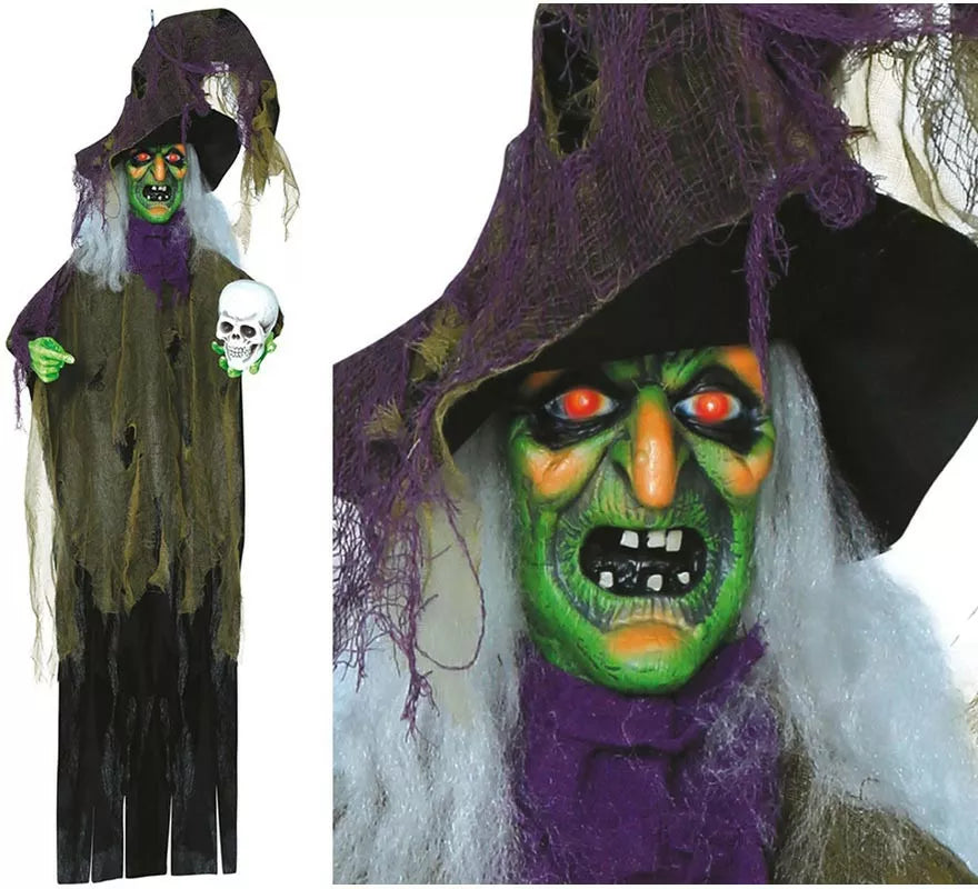 Translation missing: de.Colgante de Bruja con Calavera con Luz, Sonido y Movimiento 180 cm