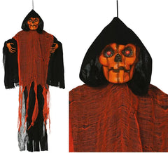 Orange Totenkopf-Anhänger mit Licht, Ton und Bewegung, 130 cm