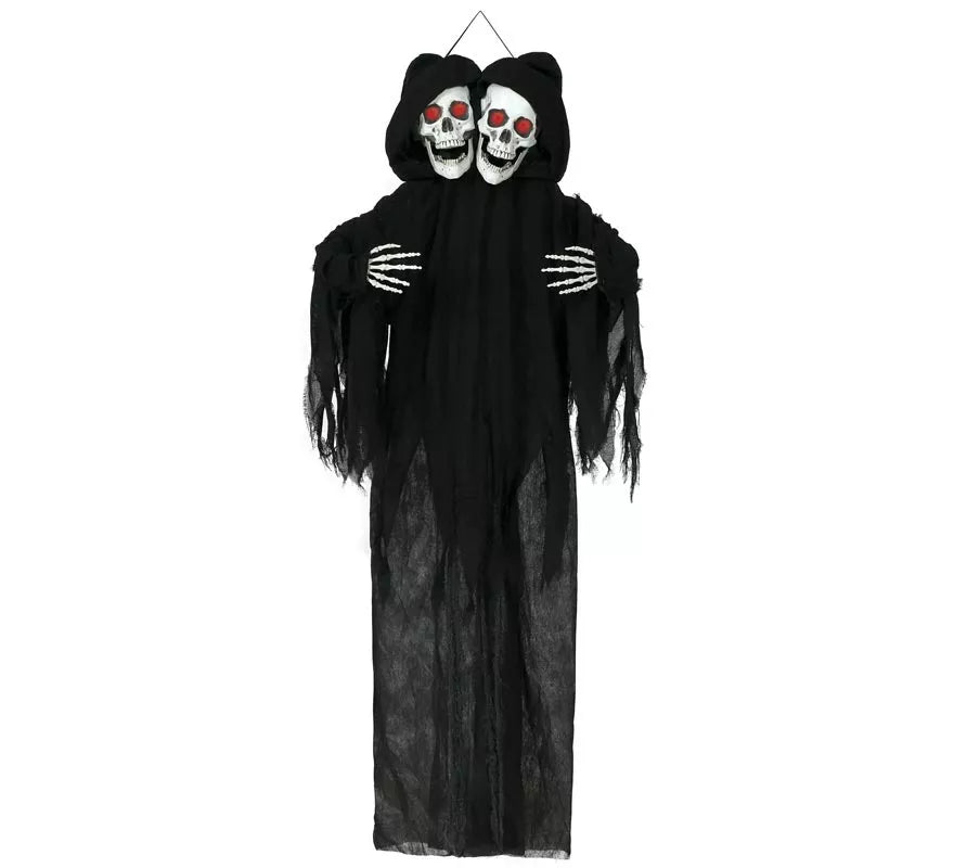 Colgante de Doble Calavera de con Luz y Sonido de 170 cm