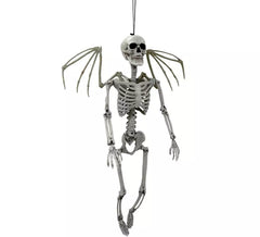 Weißer Skelettanhänger mit Flügeln 90 cm