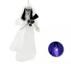 Weiße Dead Bride-Anhänger mit Licht 85 cm