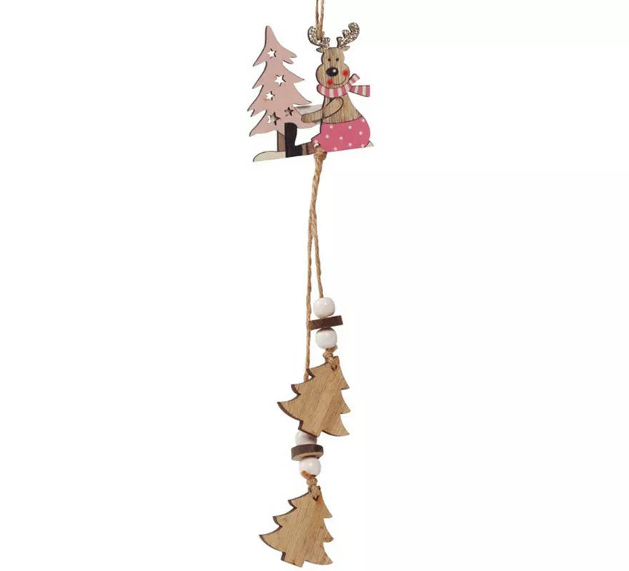 Translation missing: de.Colgante de Reno con Árboles de Madera de 26 cms