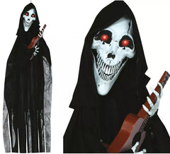 Skelett-Anhänger mit Gitarre mit Licht, Ton und Bewegung 120 cm