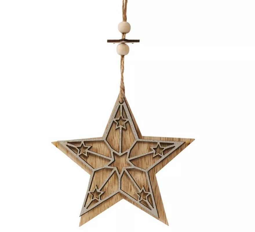 Translation missing: de.Colgante Estrella de Madera de 12 cms