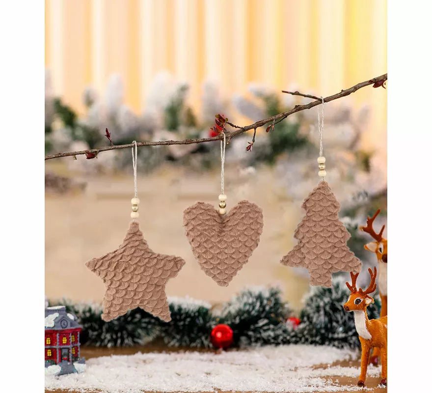 Translation missing: de.Colgante Estrella, Pino o Corazón beige de 12x4x12 cm modelos surtidos
