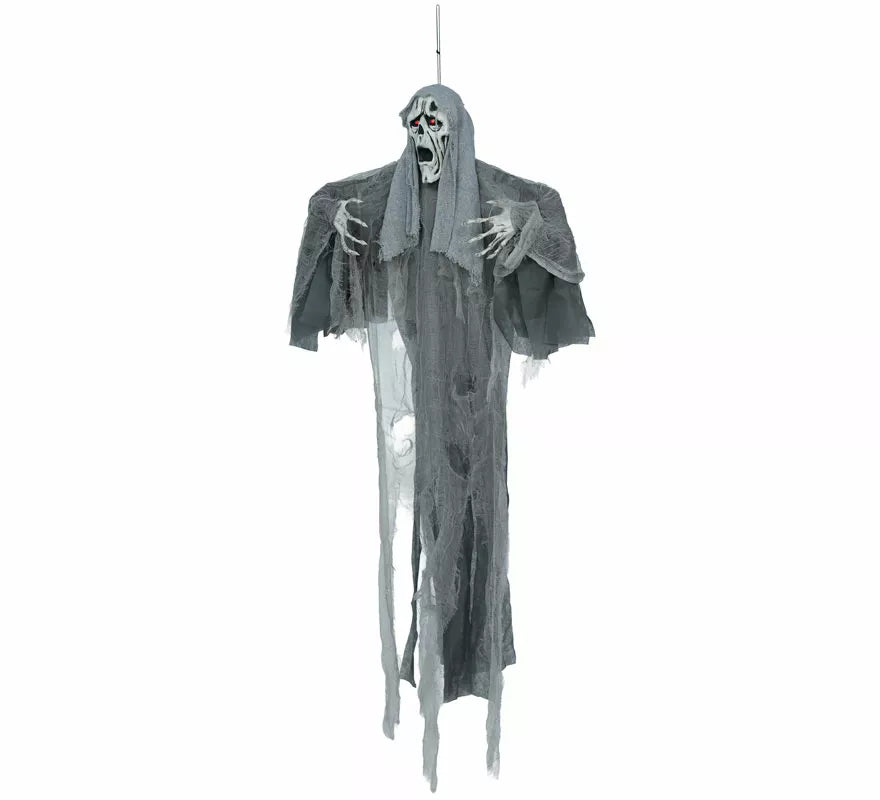 Colgante Fantasma Gris con Luz, Sonido y Movimiento de 110 cm