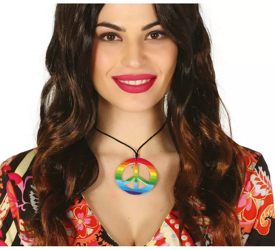 Colgante Hippie con Símbolo de la Paz Multicolor