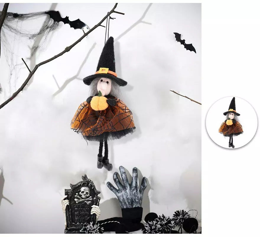 Translation missing: de.Colgante Muñeca Bruja con Calabaza 21 cm