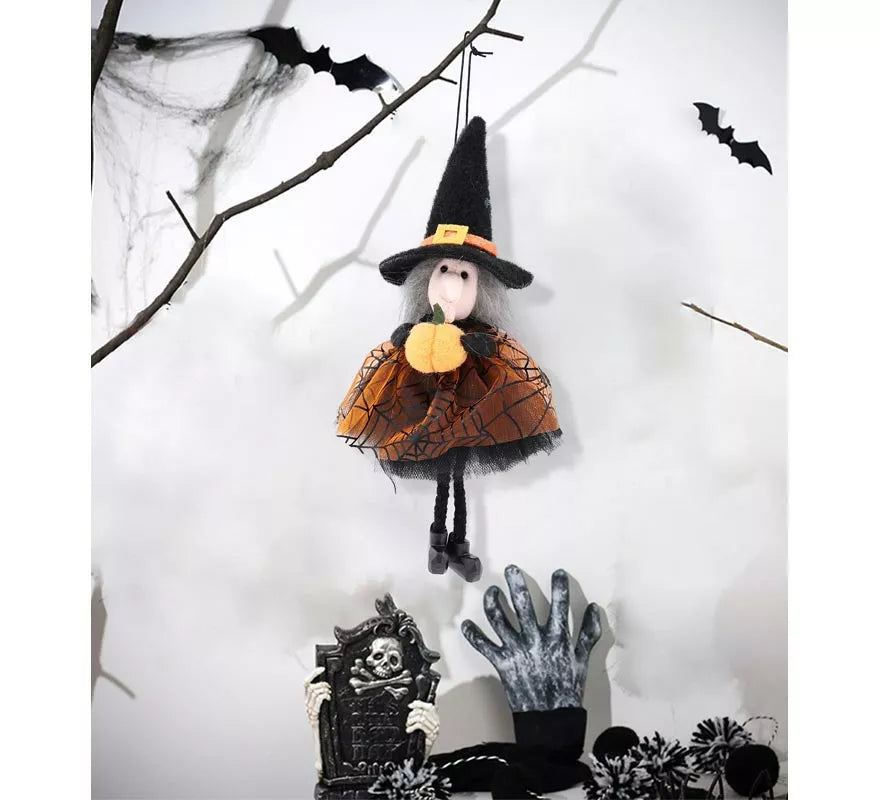 Translation missing: de.Colgante Muñeca Bruja con Calabaza 21 cm