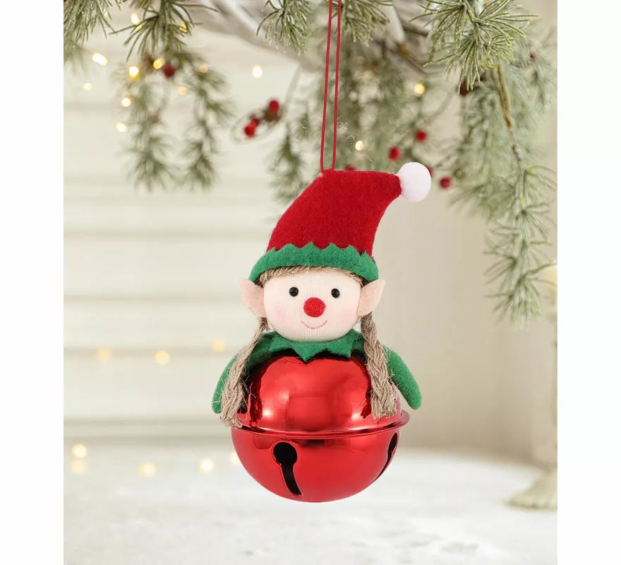 Translation missing: de.Colgante Navideño de Campana Elfo rojo de 11 cm