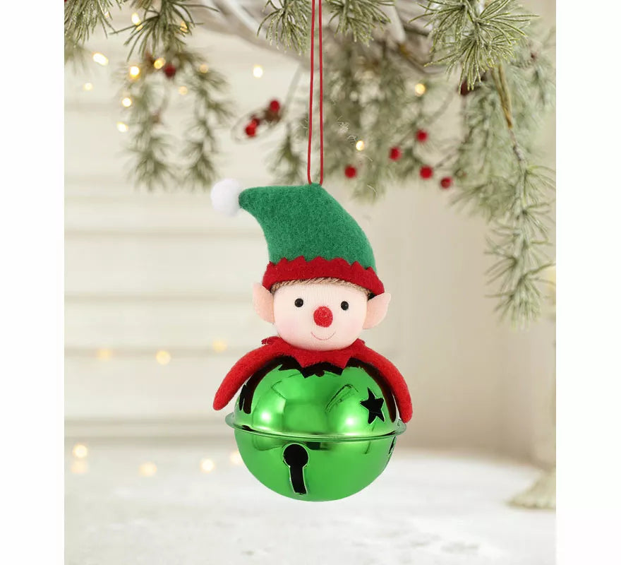 Translation missing: de.Colgante Navideño de Campana Elfo verde de 11 cm