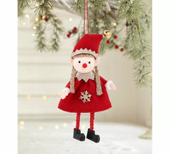 16 cm großer roter Elfen-Weihnachtsanhänger