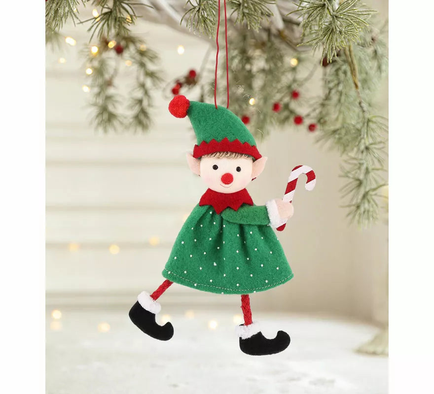 Translation missing: de.Colgante Navideño de Elfo con Bastón de Caramelo de 16 cm