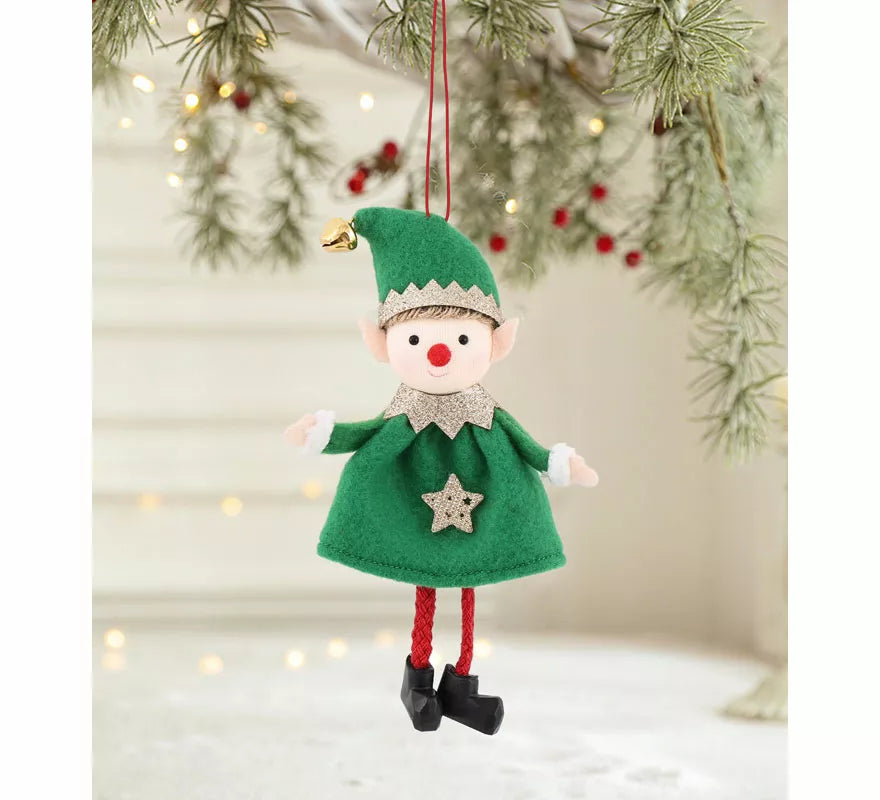 Translation missing: de.Colgante Navideño de Elfo verde de 16 cm